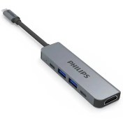 تصویر هاب USB3.0 برند PHILIPS فیلیپس 4 پورت - با پورت آداپتور تایپ سی 