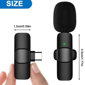 تصویر میکروفن یقه ای بی سیم Type-C و Lightning مدل k9 K9 Type C wireless microphone