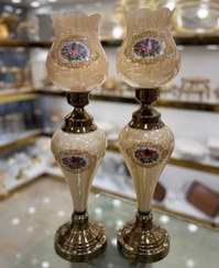 تصویر شمعدان گلدار رنگ طلایی و کرم مدل 9019 و 9020 