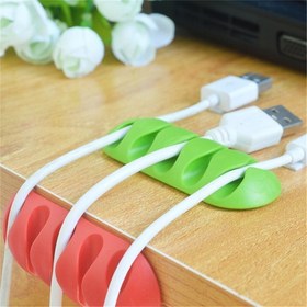 تصویر نگهدارنده کابل سیلیکونی رومیزی و دیواری 5 خانه مدل CBS5 Cable Winder Wire Organizer Desktop Clips Cord Holder