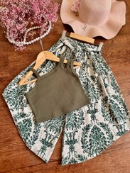 تصویر ست دخترانه تاپ و شلوار مناسب ۲ تا ۸ سال رنگ سیاه 