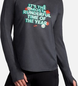 تصویر آستین بلند ورزشی زنانه بروکس مدل Brooks Women's Distance Graphic Long Sleeve|خاکستری 