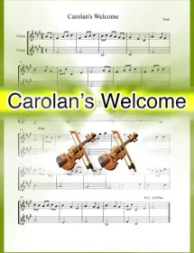 تصویر نت دوئت ویولن Carolan's Welcome همراه با اجرای نت ویولن‌ها 