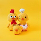 تصویر عروسک بافتنی مرغ، خروس و جوجه کد 72 