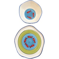 تصویر ست بشقاب و کاسه حوض ماهی 