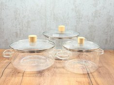 تصویر قابلمه پیرکس شعله مستقیم در سه سایز 