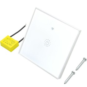 تصویر کلید تک پل هوشمند لمسی TUYA سفید با قابلیت کنترل از طریق WiFi و RF 