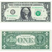 تصویر اسکناس 1 دلار آمریکا US $1 banknote