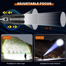 تصویر Shadowhawk Flashlight Rechargeable Torch Light 20000 Lumens Flash Light Led flashlights Tactical XHM77.2 Led Torch Light High Power USB Handheld Powerful Torches for Camping Hiking Emergency - ارسال 15 الی 20 روز کاری 