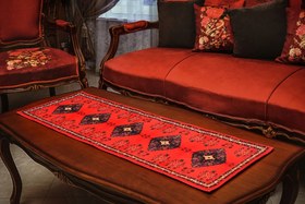 تصویر رومیزی مخمل طرح دشت شقایق (آستر ساتن) Dasht-e Shaghayegh Tablecloth