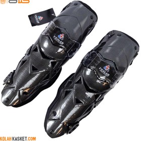 تصویر محافظ زانو موتور سواری VEMAR طرح کربن BLK VEMAR motorcycle knee protector carbon design BLK