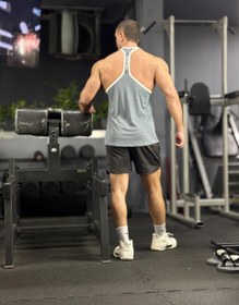 تصویر رکابی قهرمانی طرح Nike بدنسازی طوسی 