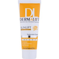 تصویر کرم ضد آفتاب بی‌رنگ درمالیفت مدل سانلیفت SPF50 حاوی محافظ UVA و UVB مناسب پوست‌های خشک و معمولی حجم 40 میلی‌لیتر 