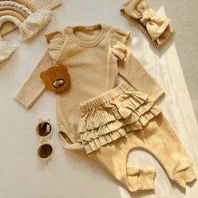 تصویر ست بادی و شلوار چین دار دخترانه کد 327 Girls' pleated bodysuit and pants set