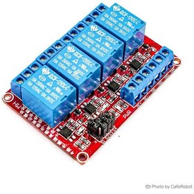 تصویر ماژول رله چهار کاناله 12 ولت با اپتوکوپلر و قابلیت تعیین سطح ولتاژ تحریک 12V two Channel Relay Module Relay Switch with OPTO Isolation High Low Level Trigger