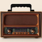 تصویر رادیو کلاسیک مدل 1807، رادیو طرح قدیمی سایز کوچک با قابلیت های بلوتوث / رادیو و پورت USB 