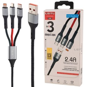 تصویر کابل 3 سر فست شارژ Leitu LD-49 2.4A 1m Leitu LD-49 2.4A 1m Fast Cable