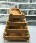 تصویر کاسه چوبی ۵ تیکه پایه دار پذیرایی 