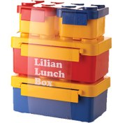 تصویر ظرف غذای سه طبقه لیلیان طرح لگو 