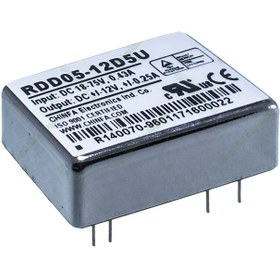 تصویر مبدل ولتاژ چینفا 250± میلی آمپر CHINFA RDD05-12D5U DC/DC IN:18-75V OUT:±12V 