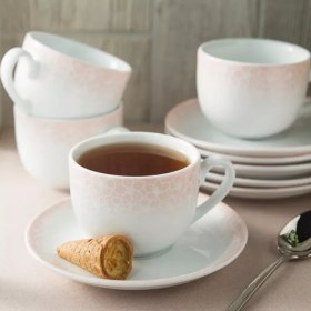تصویر سرویس چینی زرین 6 نفره چای خوری ساکورا صورتی (12 پارچه) ا Zarin Iran Italiaf Sakura-Pink 12 Pieces Porcelain Tea Set Zarin Iran Italiaf Sakura-Pink 12 Pieces Porcelain Tea Set