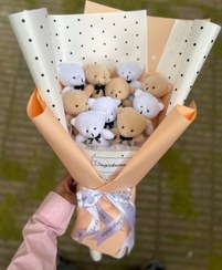تصویر بوکت خرسی عروسکی | دسته‌گل خرس عروسکی هدیه خاص 
