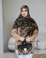 تصویر ست کیف و روسری زنانه طرح سنتی رنگ مشکی 