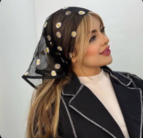 تصویر مینی اسکارف بابونه مشکی 