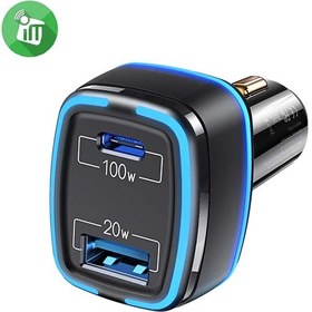 تصویر شارژر فندکی 2 پورت یوسمز مدل USAMS A+C Dual Ports Fast Car Charger CC142 با حداکثر توان 120W 