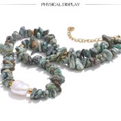 تصویر گردنبند سنگ طبیعی و‌ مرواريد پرورشی 