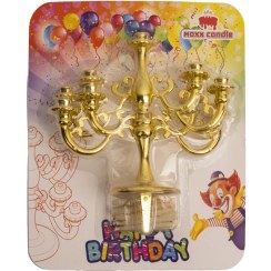 تصویر شمع تولد مدل شمعدونی طلای 