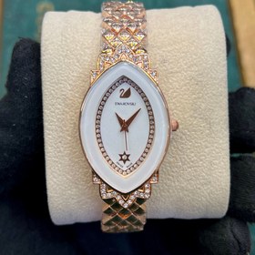 تصویر ساعت زنانه سوارسکی طرح مار - رز Swarovski women's watch with snake design