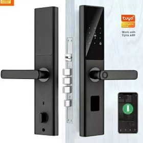 تصویر دستگیره هوشمند اثرانگشتی تویا برند اسمارت لاک tuya wifi قفل هوشمند دیجیتال smart lock smart life tuya fingerprint lock