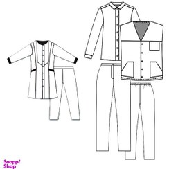 تصویر الگو خیاطی پایه بالاتنه و آستین و شلوار و یقه فرم لباس مدارس دخترانه و پسرانه سایز 6 تا 14 سال 