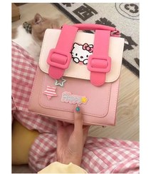 تصویر کیف دوشی کوچک مربعی دخترانه برند هلو کیتی برند general Hello Kitty Super Sweet Dopamine Cambridge Bag, New Cute Niche Contrasting Shoulder Bag, Sweet Cool Girl Crossbody Small Square