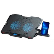 تصویر پایه خنک کننده لپ‌تاپ انزو مدل LF-224 با تنظیم ارتفاع و نور LED 