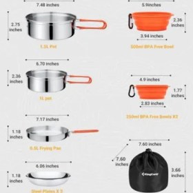 تصویر ست ظروف 25 تکه کوهنوردی کینگ کمپ مدل KA2210 