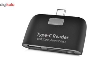 تصویر کارت خوان همه کاره Type C ا 4 in 1 Type-C Card Reader USB/TF/SD OTG HUB Adapter 4 in 1 Type-C Card Reader USB/TF/SD OTG HUB Adapter