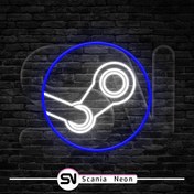 تصویر تابلو نئون لوگو استیم (Steam) شماره 1 , تابلو نئون گیمینگ کد 014 