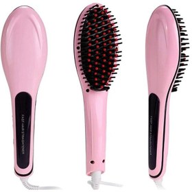 تصویر برس دما دار صورتی برند fast hair straightener Brush With Temperature Pink