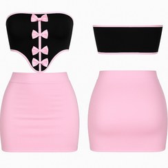 تصویر کراپ و دامن فانتزی زنانه با کیفیت و تنخور عالی فری سایز از ۳۸ تا ۴۲ کد 1422 Women's bodice and short skirt