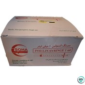 تصویر سرنگ انسولین یکپارچه (یونی بادی) سها - بسته بندی ۱۰۰ عددی 