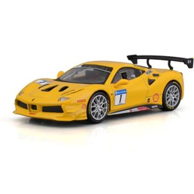 تصویر ماکت بوراگو فراری 488 زرد در مقیاس 1:48 Bburago Ferrari 488 Challenge 