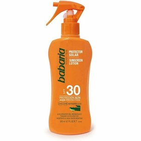 تصویر اسپری برنز کننده SPF 30 باباریا babaria حاوی عصاره آلوورا حجم 200 میل Babaria Spray Protector Solar Aloe SPF 30 200 ML