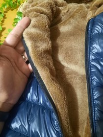 تصویر پافر تو خز بره ای کلاهدار - سورمه ای / ۴۰ 