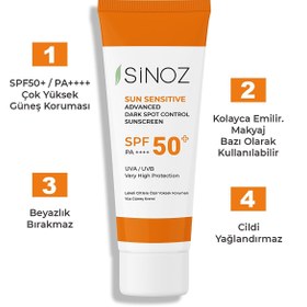 تصویر کرم ضد آفتاب و ضد لک spf +50 سینوز Sinoz 