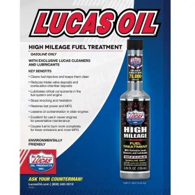 تصویر مکمل سوخت چندکاره High Milage لوکاس – LUCAS (155 میل) Lucas 155ml High Milage Fuel Treatment