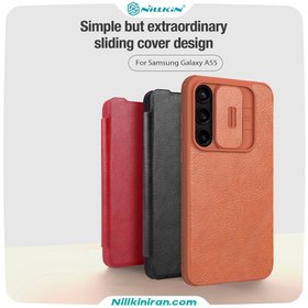 تصویر کیف چرمی نیلکین سامسونگ Samsung Galaxy A55 Nillkin Qin Pro Leather Case دارای محافظ دوربین 