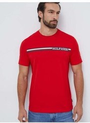 تصویر Tommy Hilfiger آرم برند آقایان آستین کوتاه دور تی شرت قرمز MW0MW33688 XND 