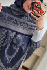 تصویر روسری ژاکارد لمه سرمه ای کد C24815 